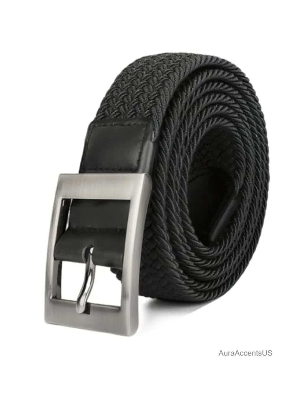 Plus Size Men's Braided Stretch Elastic Belt with Buckle